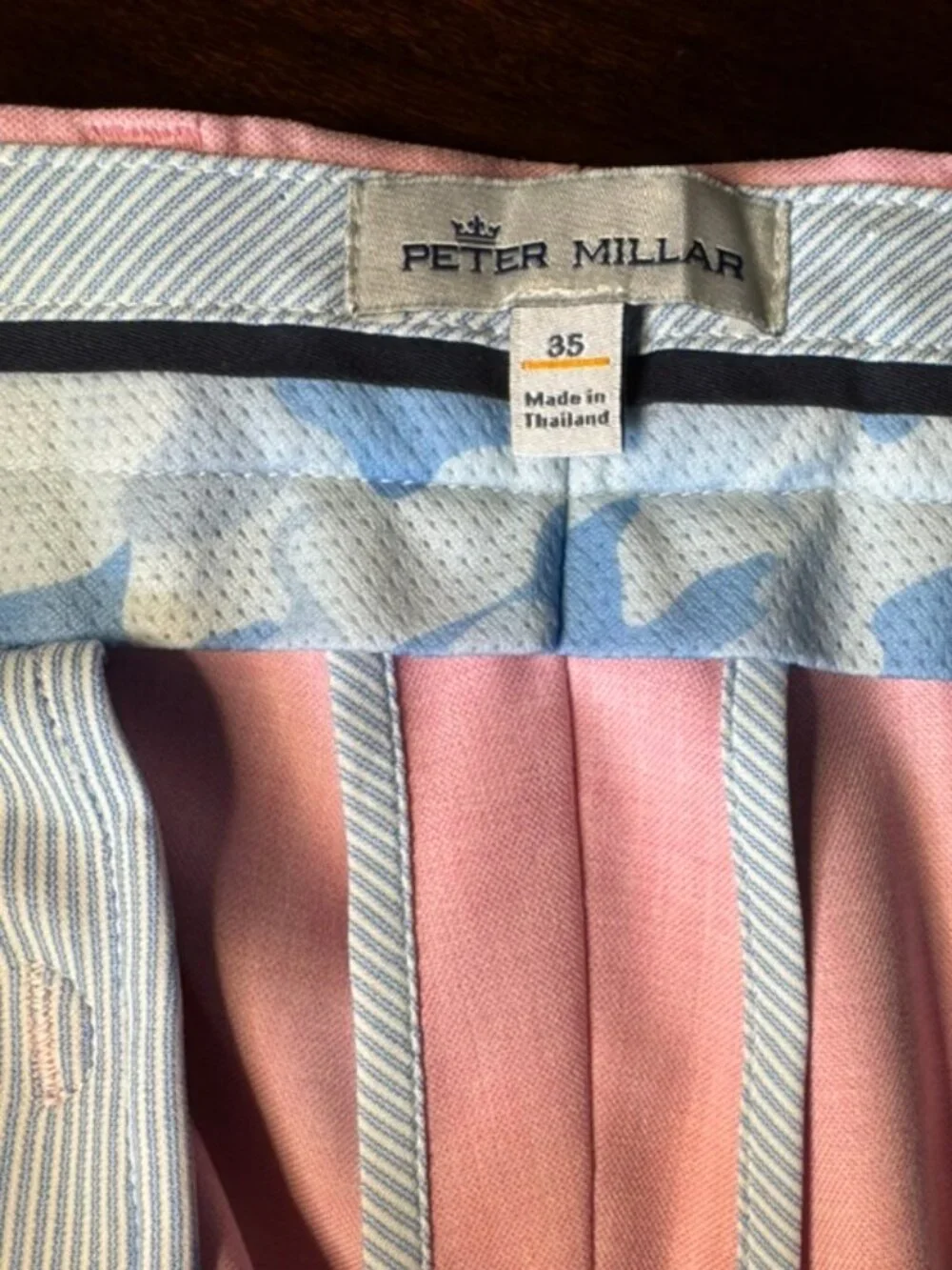 Peter Millar Crown Sport Golf Shorts Men’s 35 Pink Performance 9” Inseam EUC - Picture 3 of 3